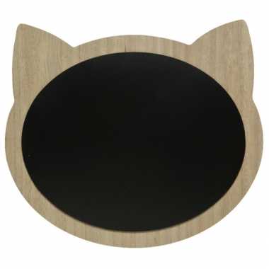 Katten/poezenkop schrijfbord/memobord mdf 40 x 35 cm