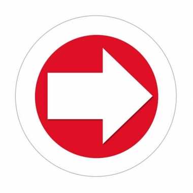 Sticker pijl rood met wit met witte rand