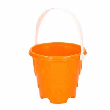 Zandkasteel emmer/strandemmertje oranje 18 x 16 cm speelgoed