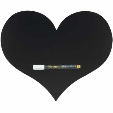 Zwart schrijfbord hartvorm 30 x 36 cm