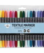 20x gekleurde textielstiften op waterbasis