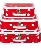 Rood polkadot vintage koffertje 25 cm