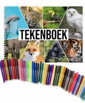 Schetsboek dieren liefhebbers a4 50 paginas met 50 viltstiften