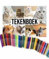 Schetsboek katten liefhebbers a4 50 paginas met 50 viltstiften