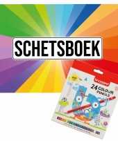 Schetsboek kleurenwaaier thema a4 50 paginas met 24 potloden