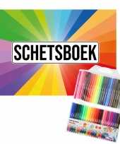 Schetsboek kleurenwaaier thema a4 50 paginas met 50 viltstiften