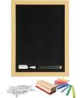 Schoolbord krijtbord 30 x 40 cm met krijtjes wit en kleur 10243887