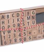Stempelset alfabet met nummers en tekens hout 49 delig
