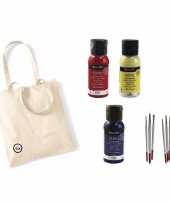 Verjaardagsfeestje textielverf pakket primaire kleuren 6 pers