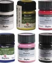 Voordeelset van 6x verschillende kleuren acrylverf hobbyverf 15 ml per potje 10241802