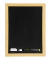 Zwart schrijfbord met teak houten rand 40 x 60 cm